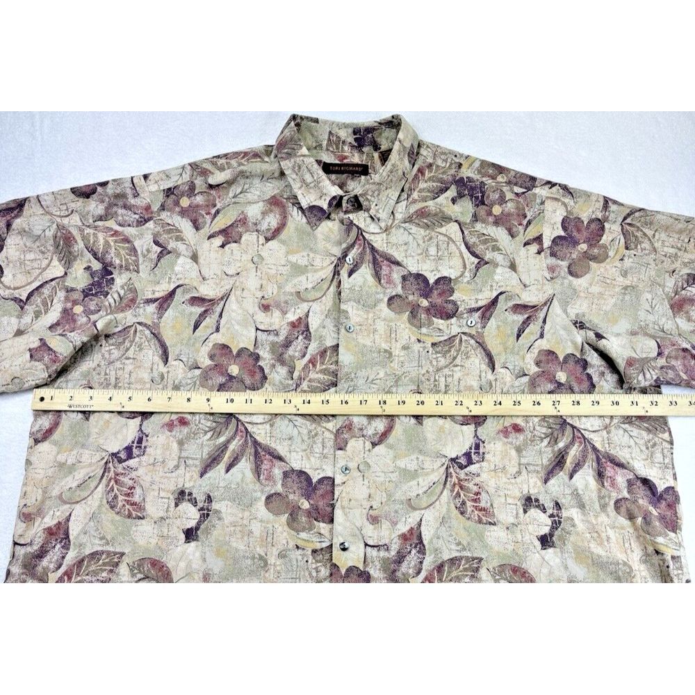 Tori Richard Tropical Leaf Red Hawaiian Button Shirt Floral Botany Lawn 4XB. - Picture 4 of 8